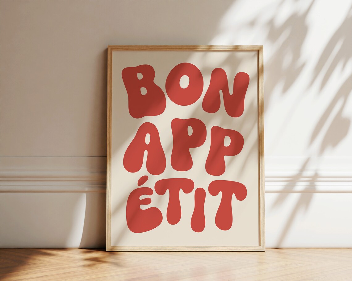 Bon Appetit Typography Poster, Kitchen Wall Art - Image 2