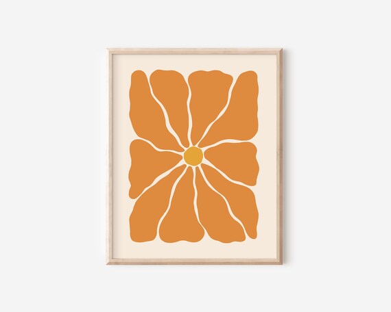 Retro Abstract Flower Art Print Groovy Flower Poster Matisse Inspired Flower Print 70s Floral Artwork Trendy Retro Botanical Print