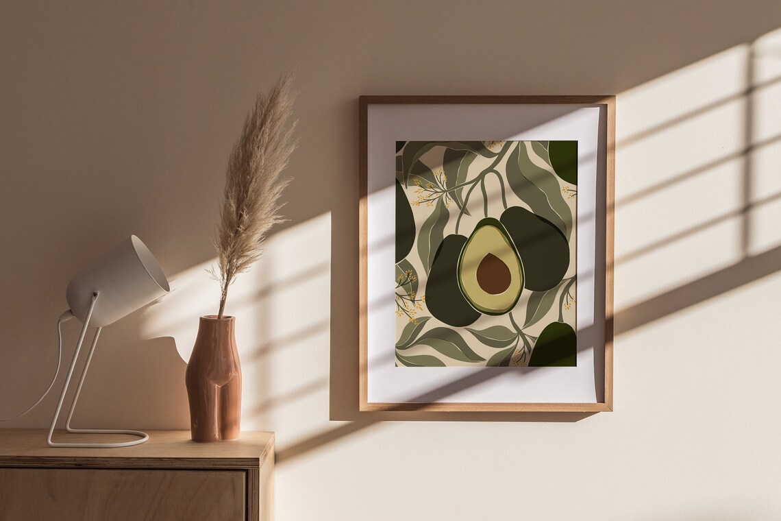 Avocados Abstract Botanical Kitchen Wall Art Poster - Image 2