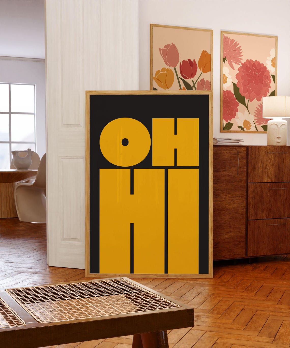 Oh Hi Yellow Black Bold Typography Fun Modern Gallery Wall Poster - Image 2