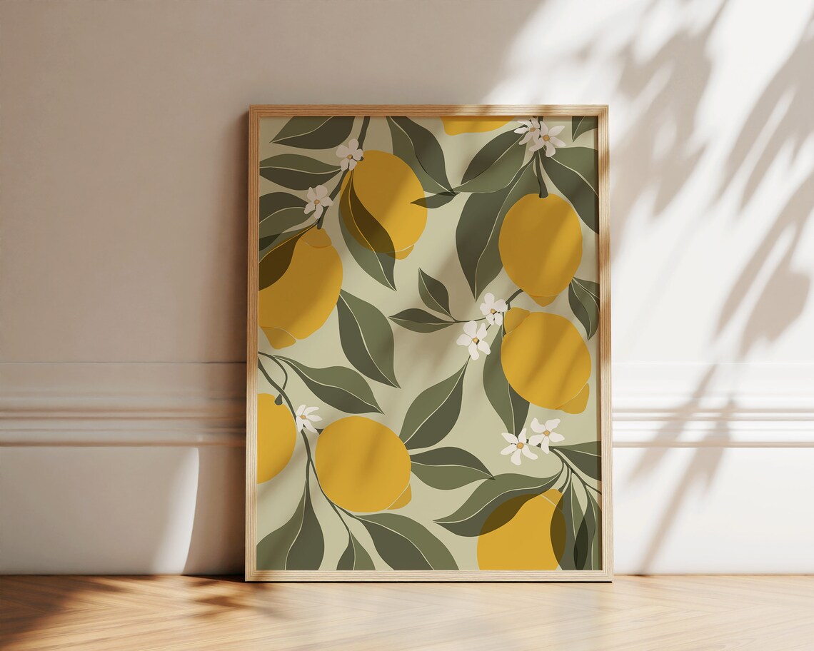 Lemons Print Abstract Botanical Art Poster