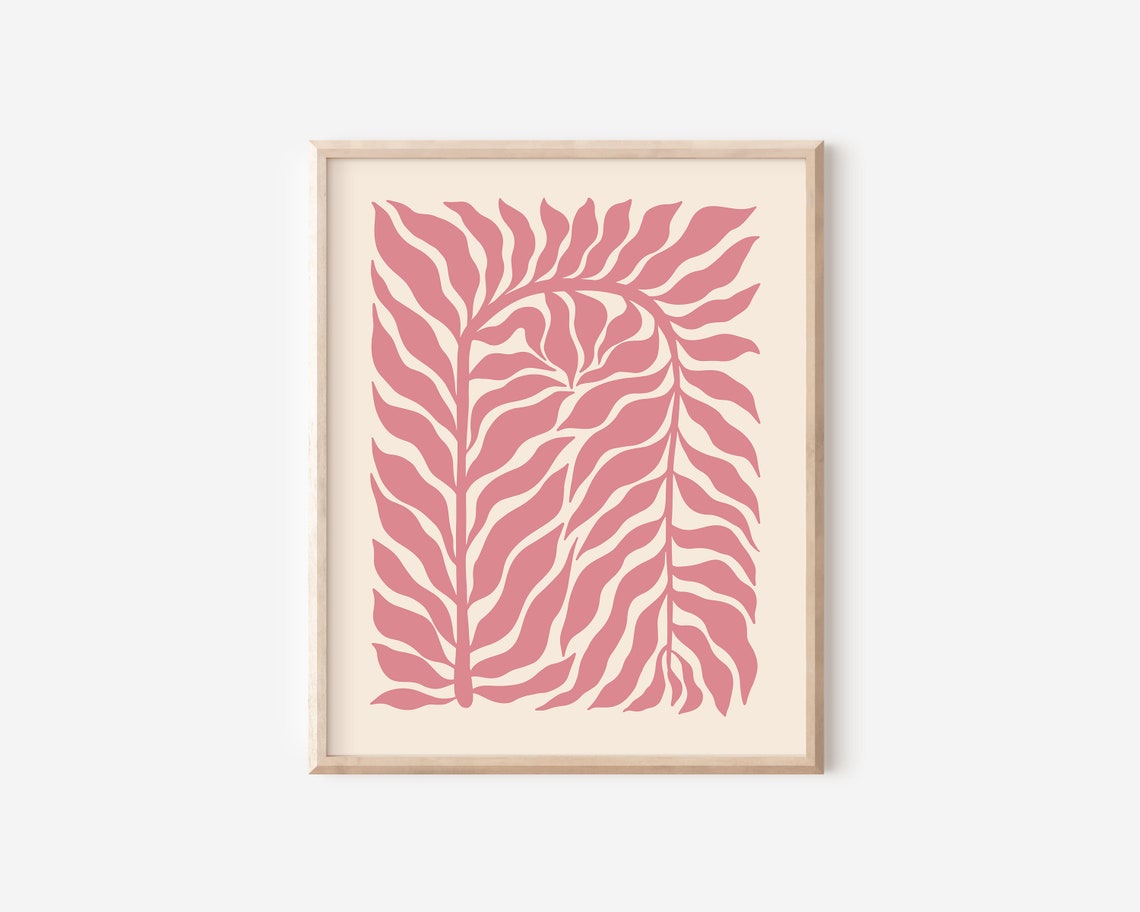 Matisse Inspired Botanical Branch Pink Retro Floral Decor Poster - Image 2