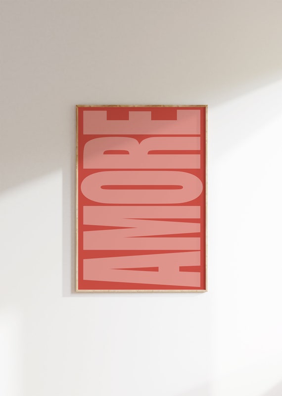 Amore Typography Poster, Retro Italian Love Poster