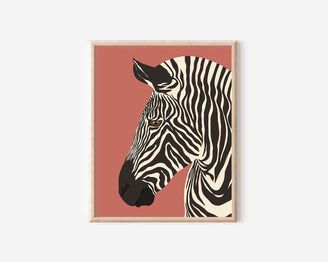 Zebra Stripes Illustration, Modern Boho Art Print - Image 2
