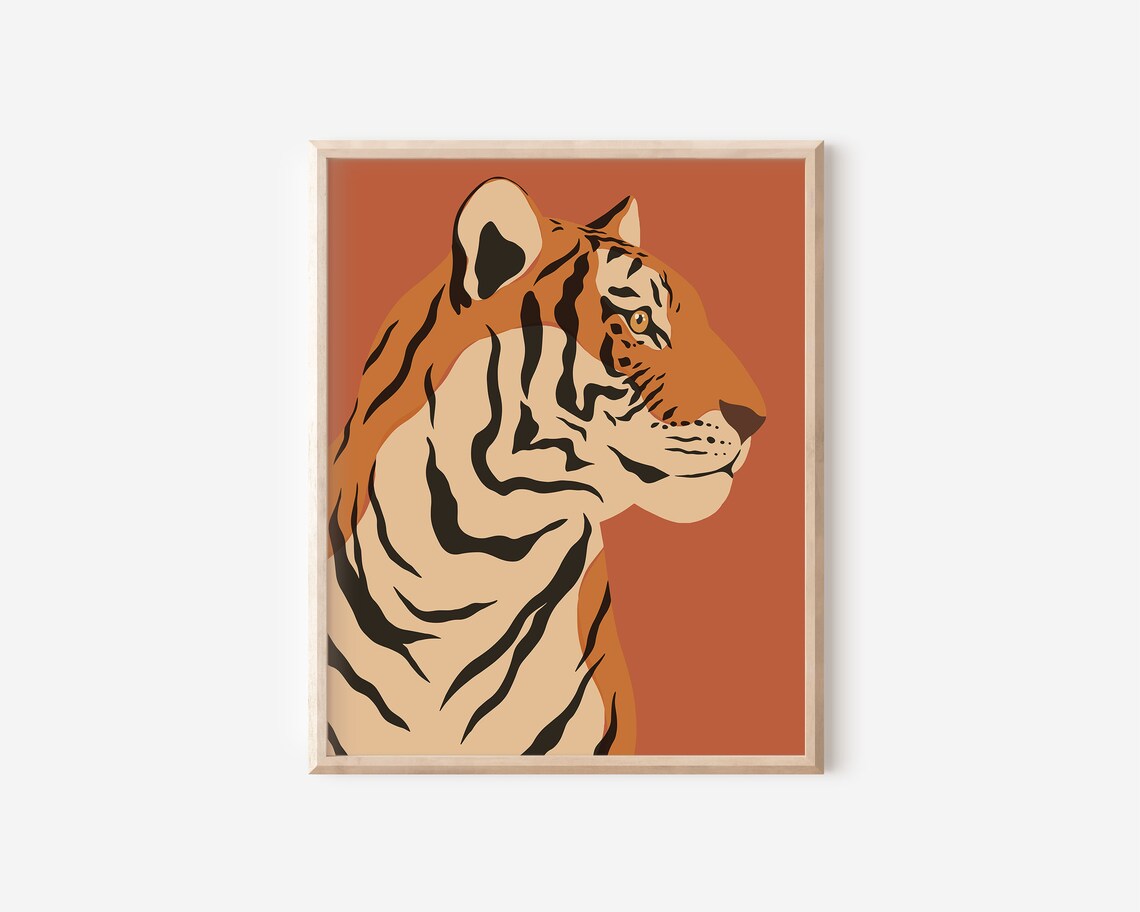 Tiger Art Print, Modern Boho Jungle Safari - Image 2