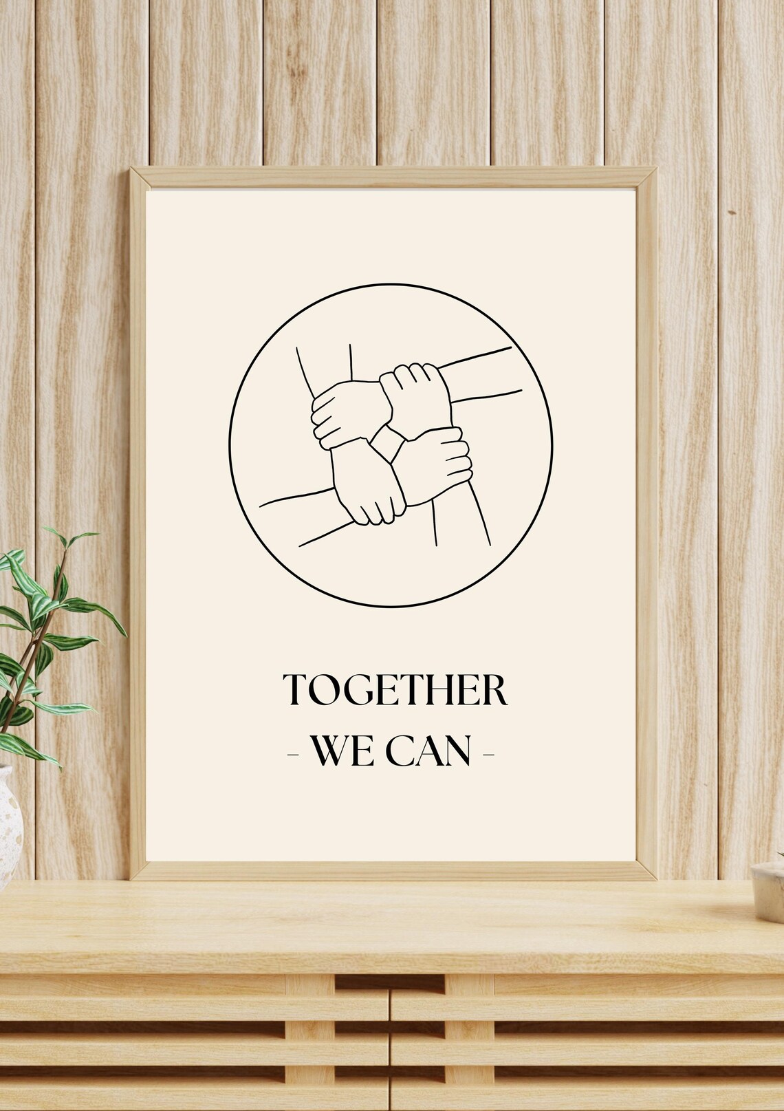 Together We Can United Hands Teamwork Line Art Motivational Poster - Image 4