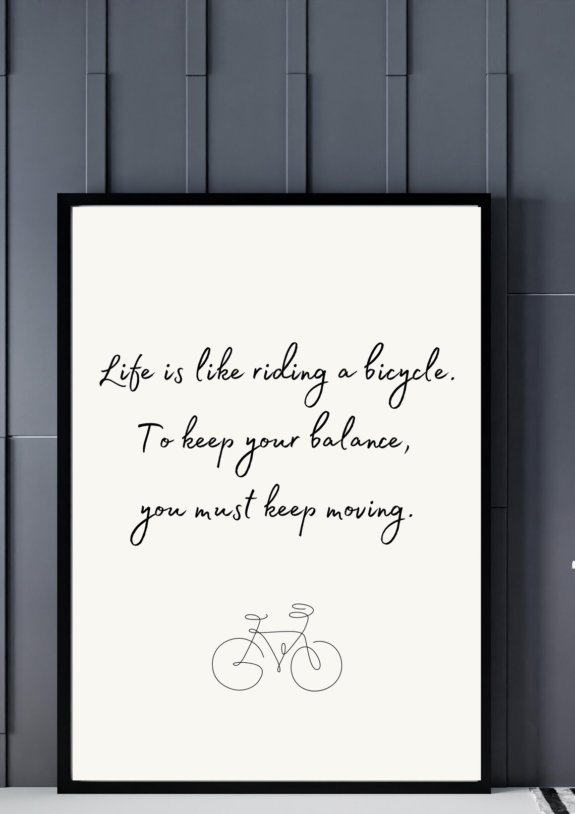 Keep Moving Bicycle Balance Motivational Script Quote Minimalist Poster - Image 4