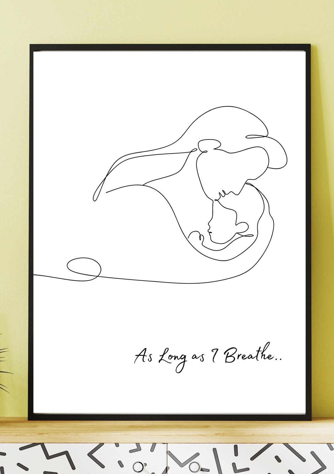 Mother Holding Child Single Line Art Motherhood Bond Wall Poster - Image 4