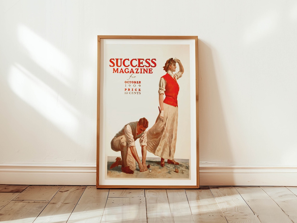 Vintage Womens Golf Art Print, Golf Wall Decor