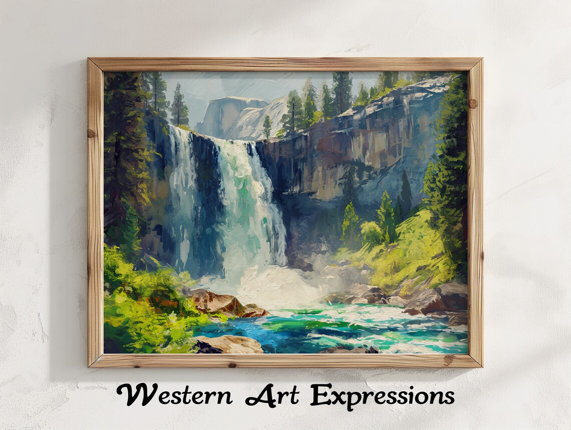 Vernal Falls Yosemite Landscape Oil Painting Art Print