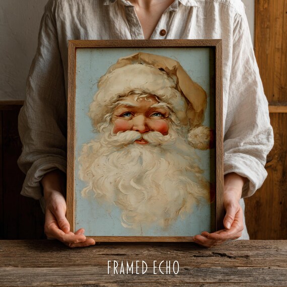 Vintage Santa Claus Portrait Retro Christmas Holiday Art Poster