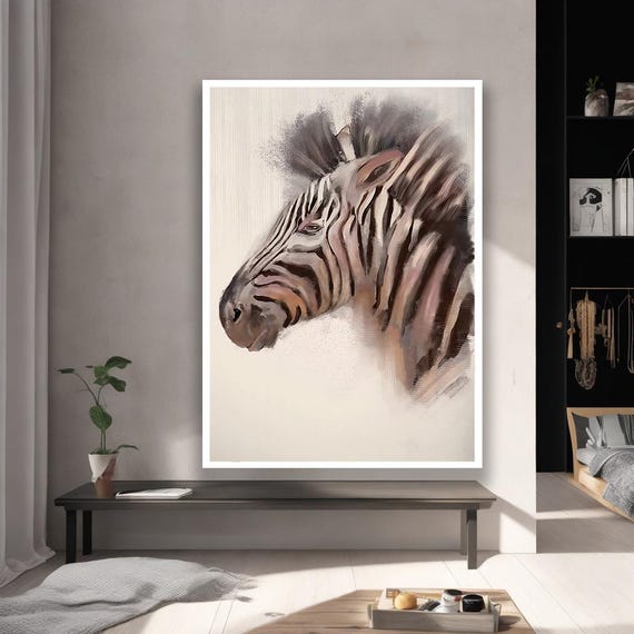 Abstract Zebra Canvas Art Modern Wildlife Decor Minimalist Portrait