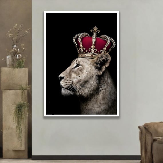 Crowned Lion Canvas Art Home Decor