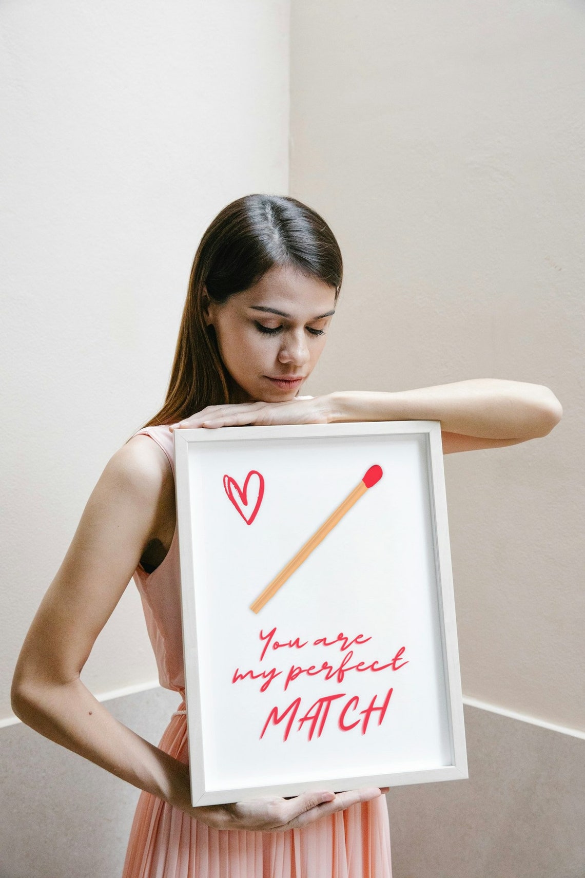 You Are My Perfect Match Love Pun Matchstick Heart Valentine Poster