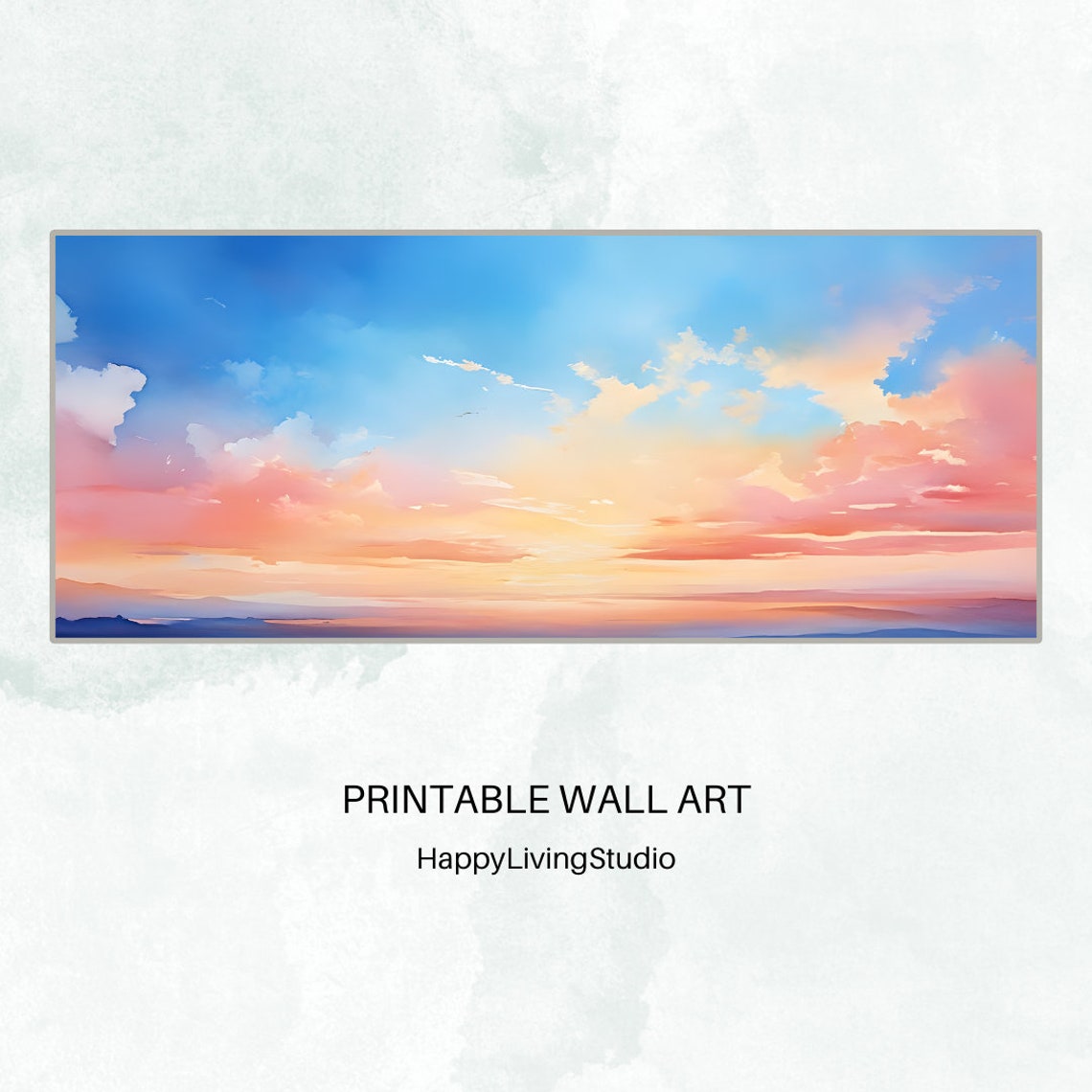 Pastel Sunrise Clouds Watercolor Pink Blue Soft Morning Sky Poster