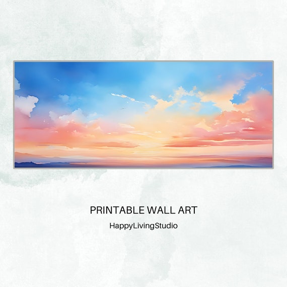 Colorful Sky Wall Art Large Art Print High Resolution Horizontal Wall Art Print Colorful Watercolor Print Art