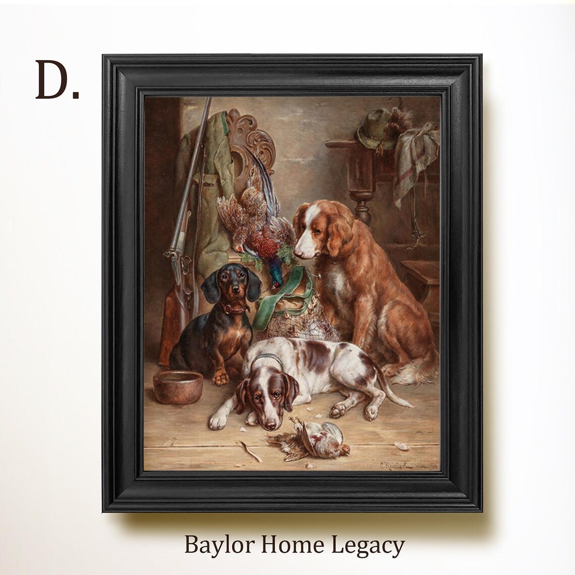 Vintage Hunting Dogs Oil Painting, Bird Dog Print - Image 2
