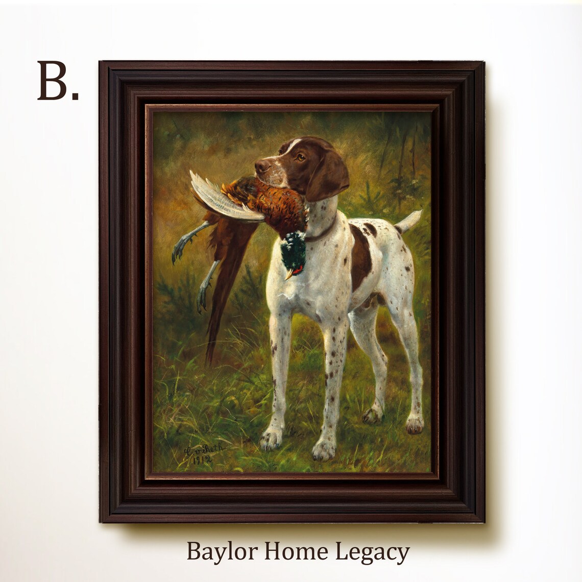 English Springer Spaniel With Pheasant, Vintage Dog Art Print - Image 4
