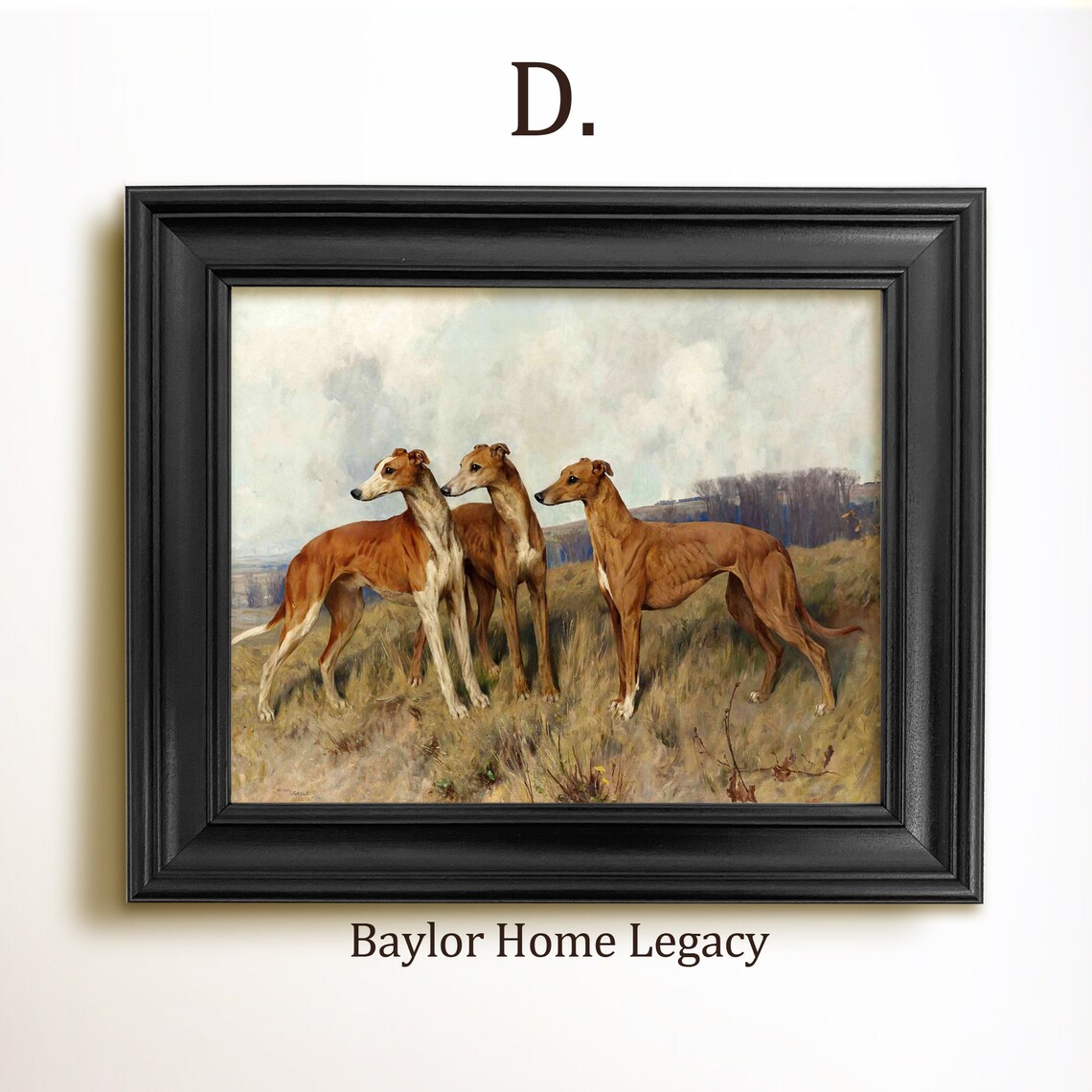 Greyhound Antique Oil Painting, Fine Art Print - Image 2