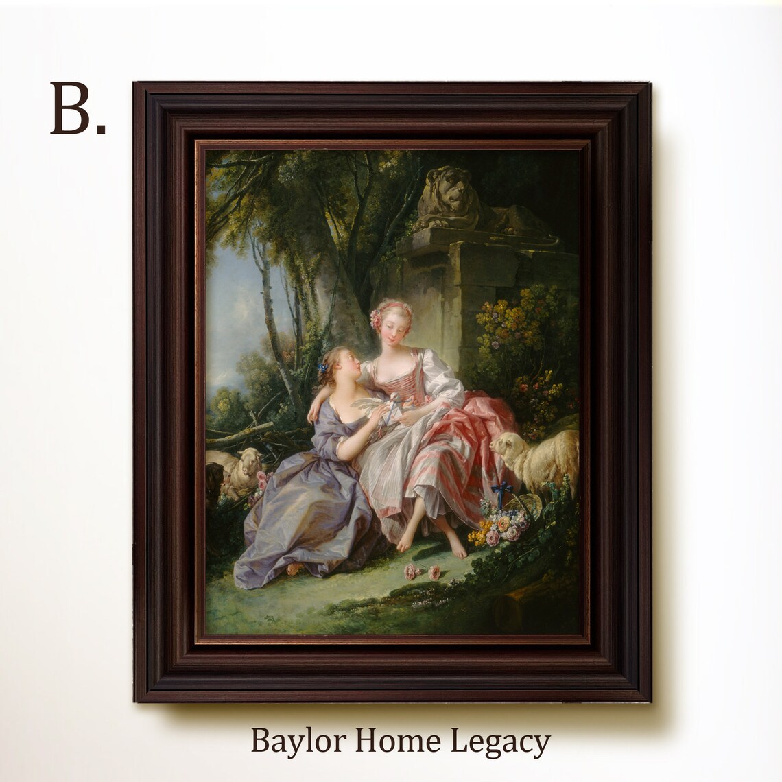 18th Century Portrait of Two Women, Oil Painting Print - Image 4