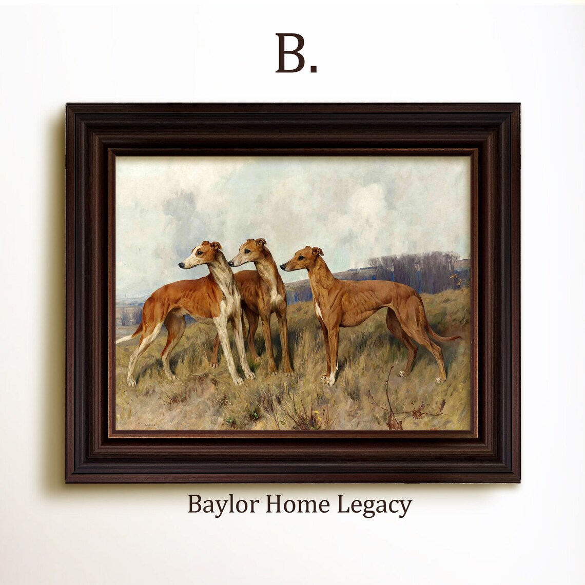 Greyhound Antique Oil Painting, Fine Art Print - Image 4