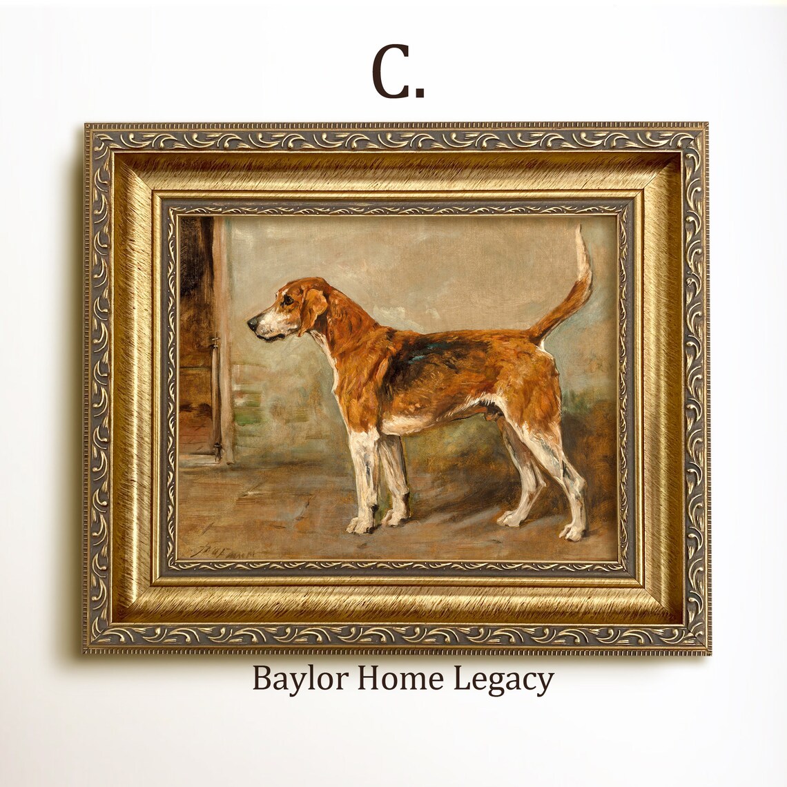 Fox Hound Oil Painting Print, British Dog Decor - Image 3