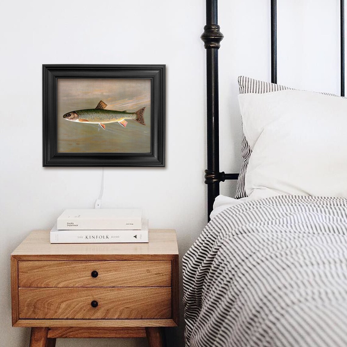 Brook Trout Swimming Detailed Vintage Fish Painting Nature Art Poster - Image 2