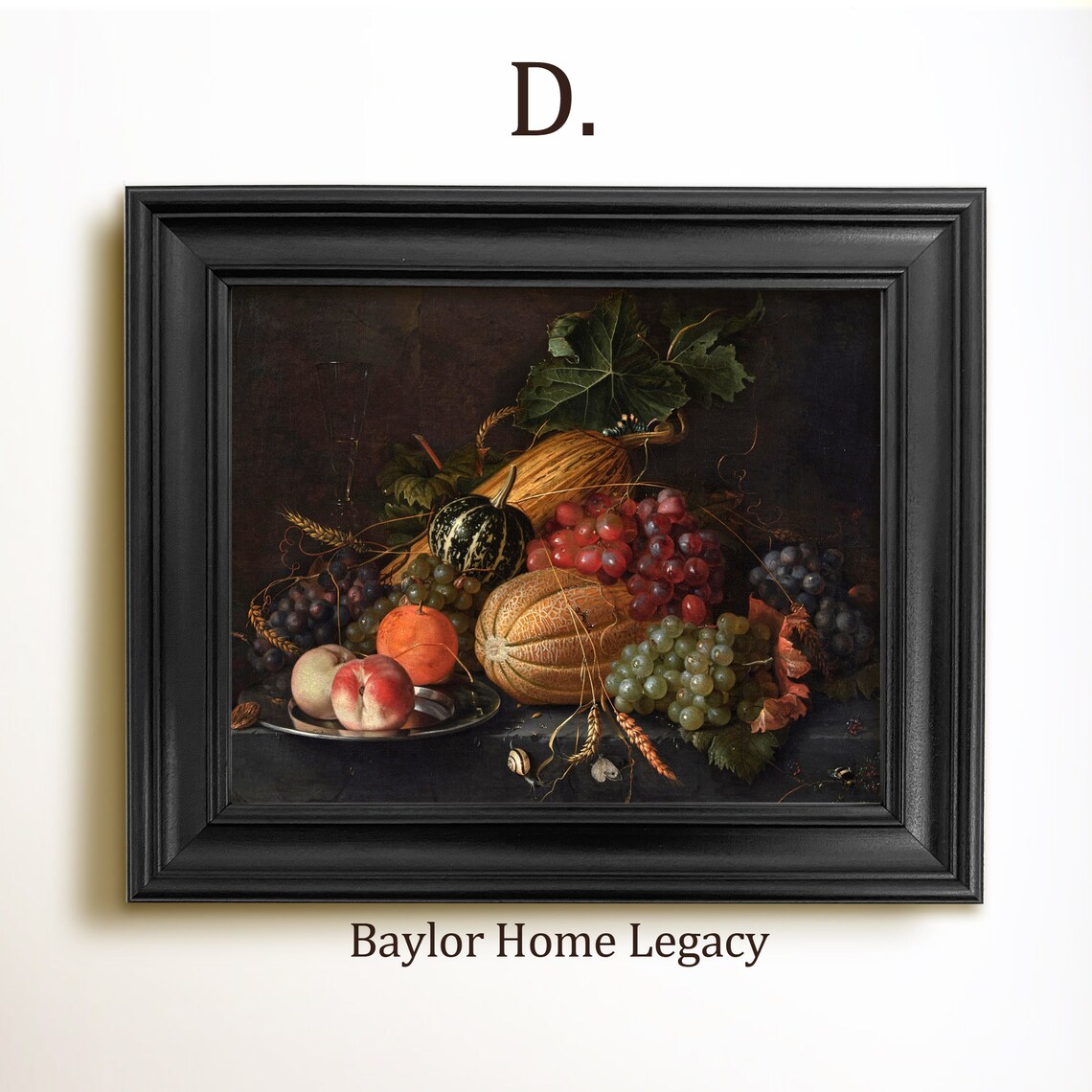 Fruit Still Life, Antique Oil Painting Art Print - Image 2