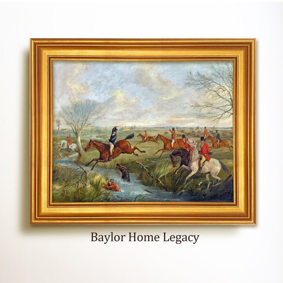 Fox Hunting Scene Oil Painting Wall Art Print