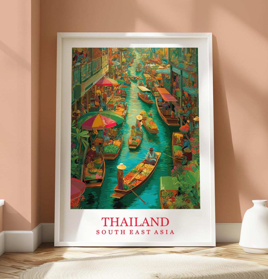 Floating Markets Thailand Travel Poster