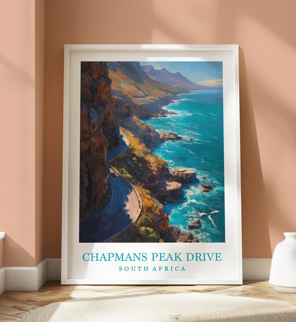 Chapmans Peak Drive South Africa Travel Poster Cape Town Coastal Road Art