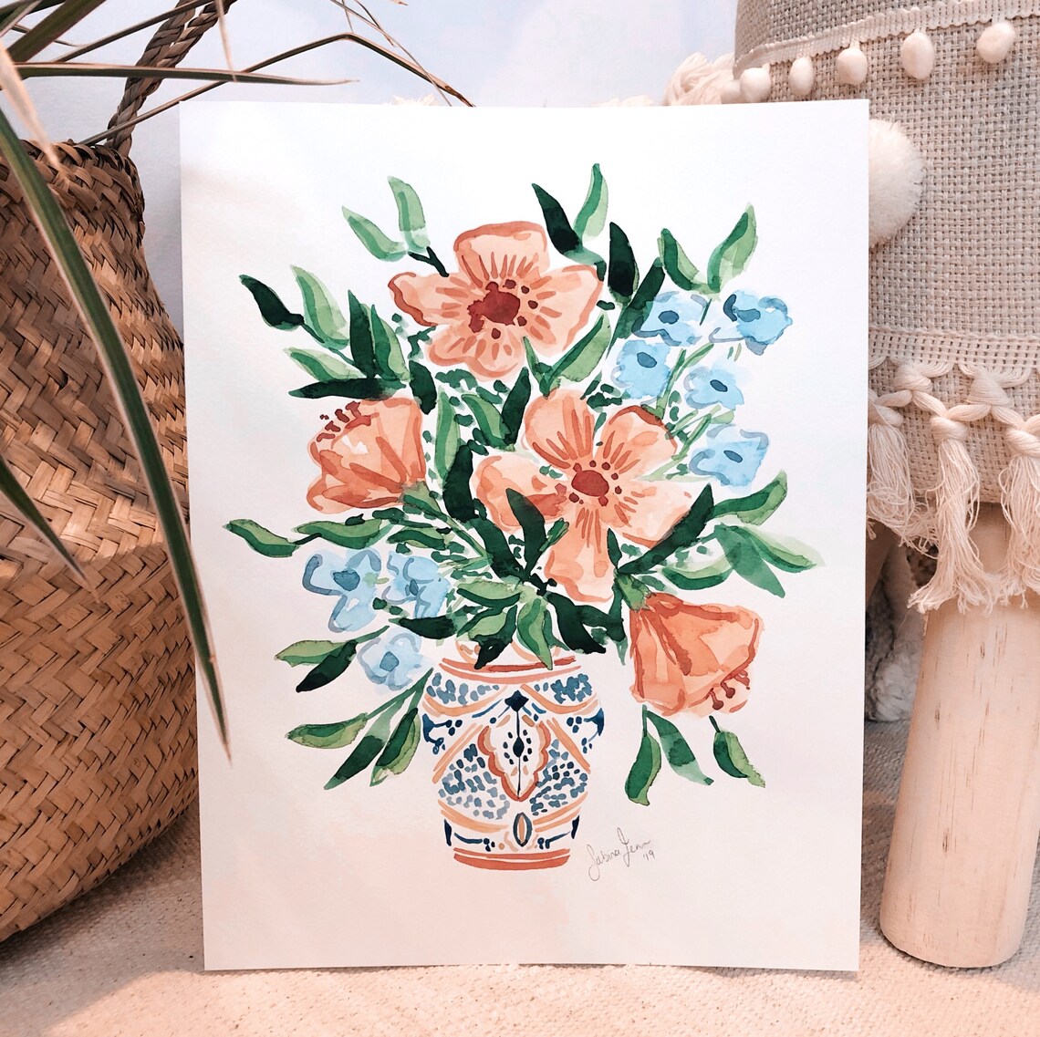 Peachy Florals Moroccan-Inspired Art Print - Image 3