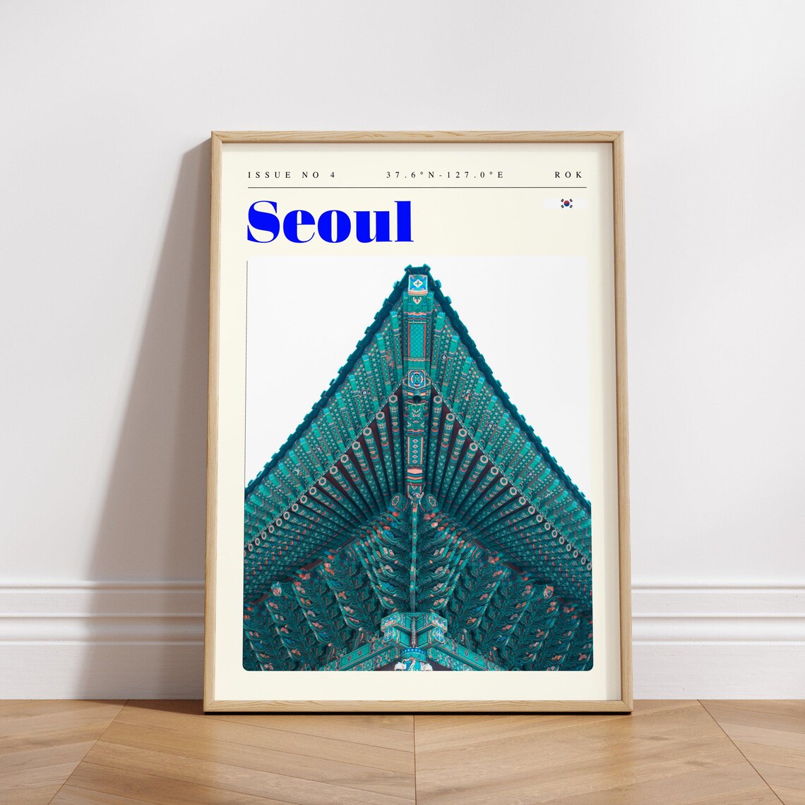 Seoul South Korea Temple Roof Ornate Detail Symmetrical Travel Poster - Image 3
