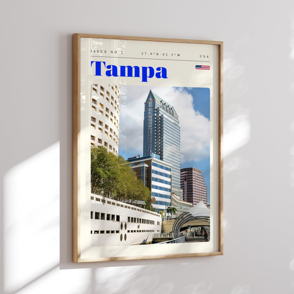 Tampa Florida Vintage Travel Poster Downtown Towers Waterfront - Image 2