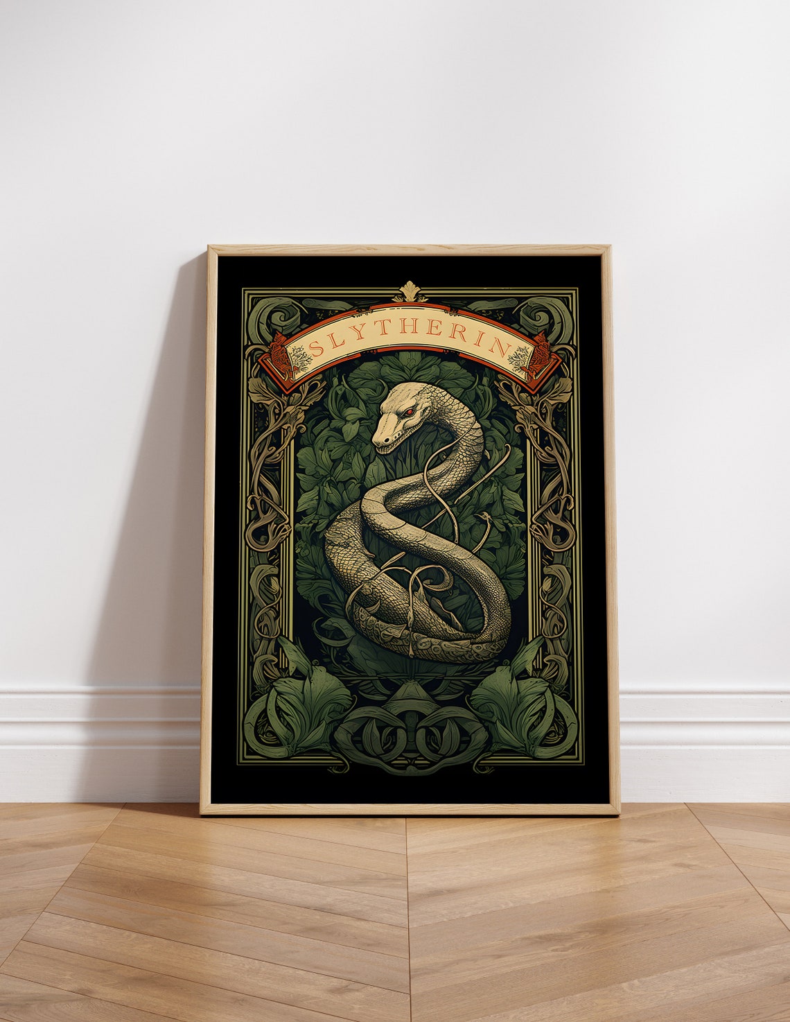 Slytherin Serpent Art Nouveau Crest Vintage Style Art Poster