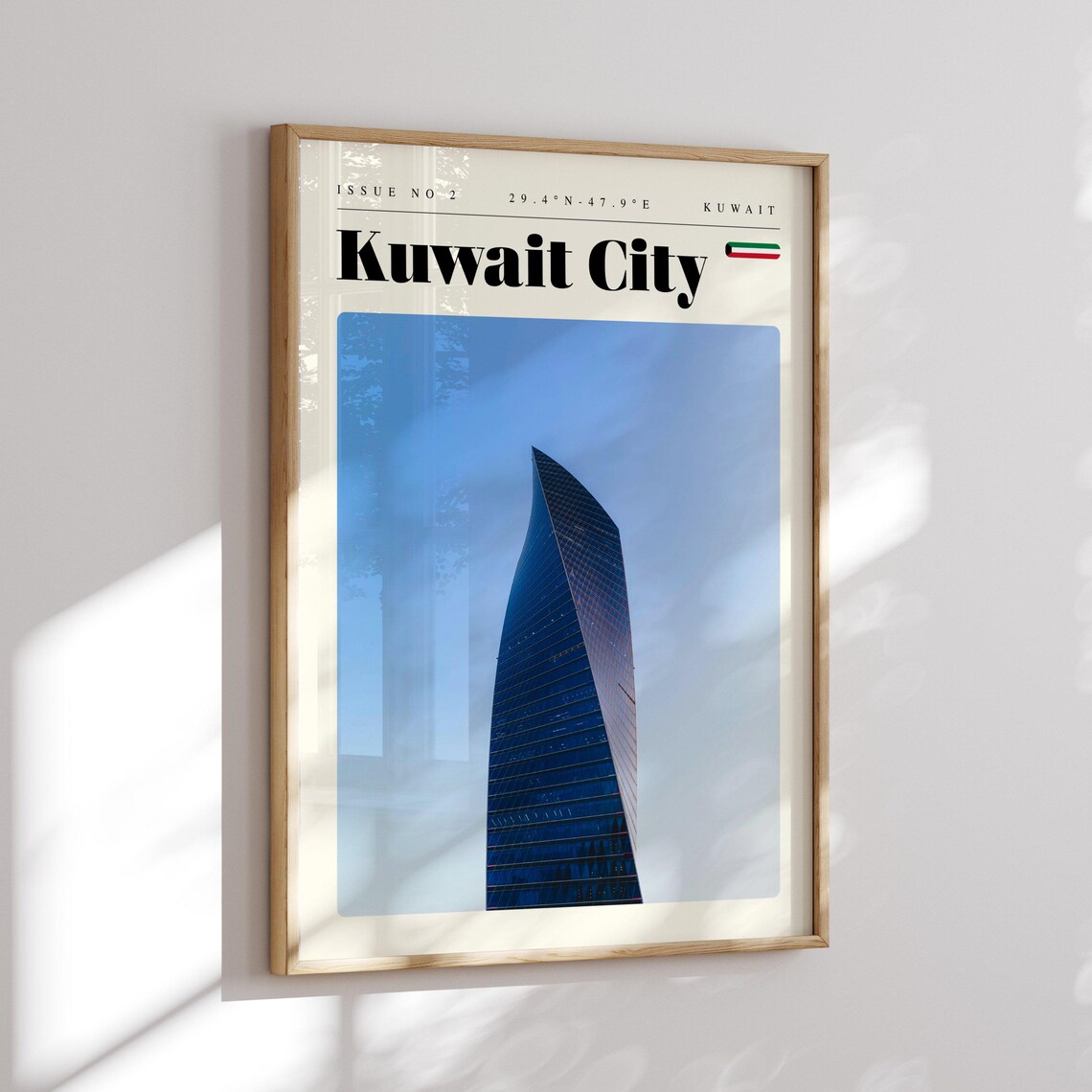 Kuwait City Skyline Al Hamra Twisted Glass Tower Modern Travel Poster - Image 2