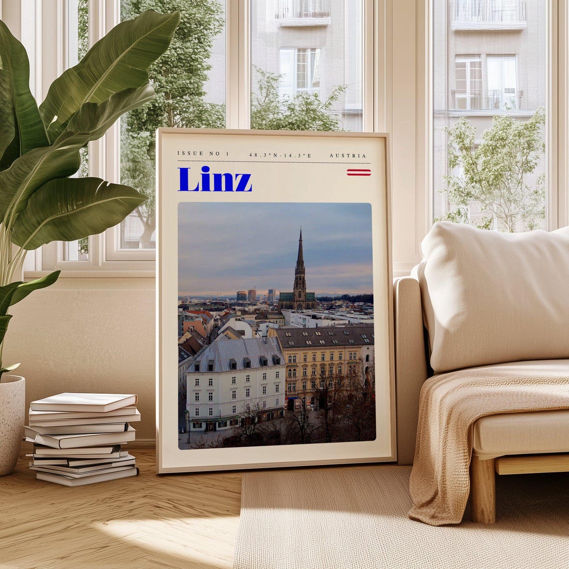 Linz Austria Old Town Cathedral Spire Dusk Photo Travel Poster