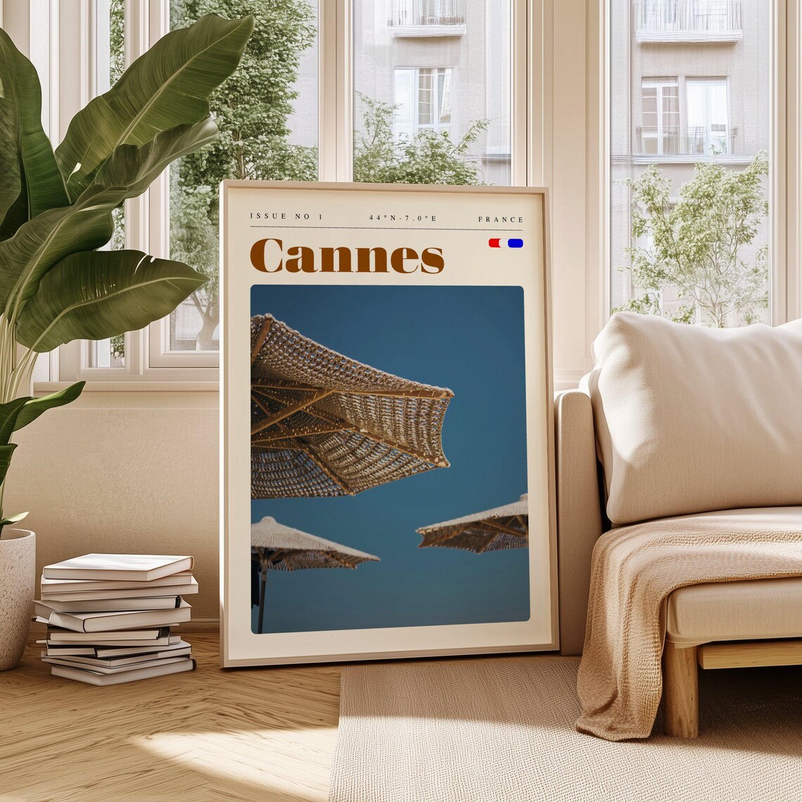Cannes France Riviera Beach Parasols Bright Summer Day Poster