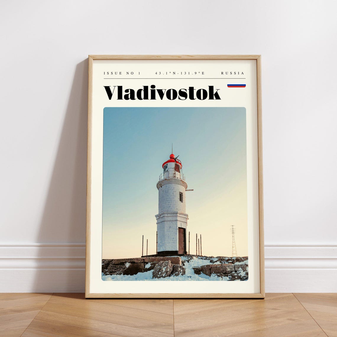 Vladivostok Russia Lighthouse Rocky Winter Coast Travel Poster - Image 3