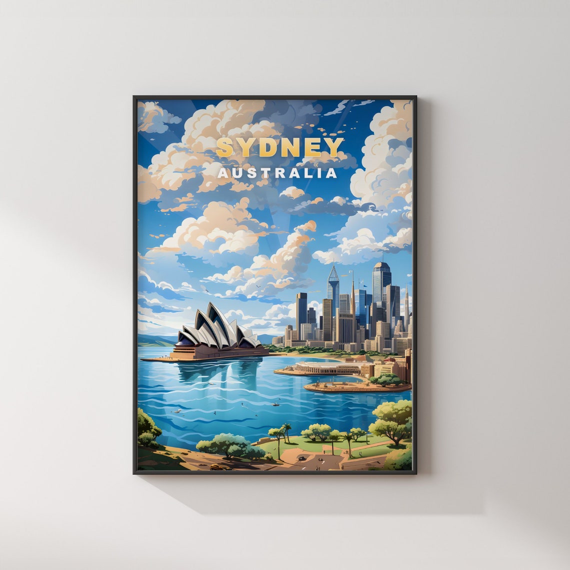 Sydney Australia Opera House Harbour Sails Retro Travel Poster - Image 2