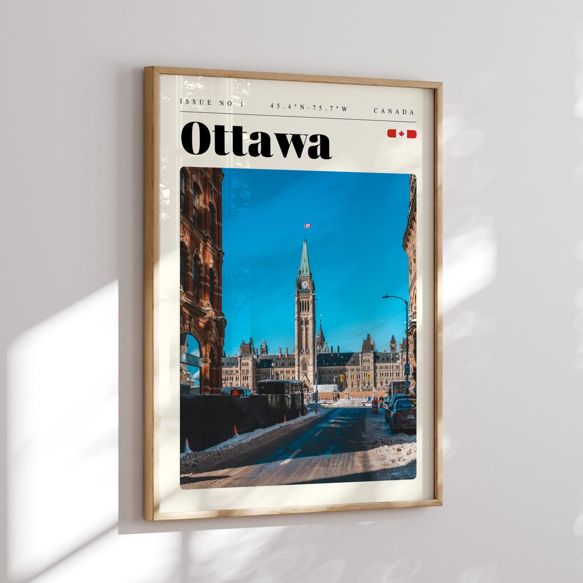 Ottawa Canada Parliament Clock Tower On A Winter Street Poster - Image 2
