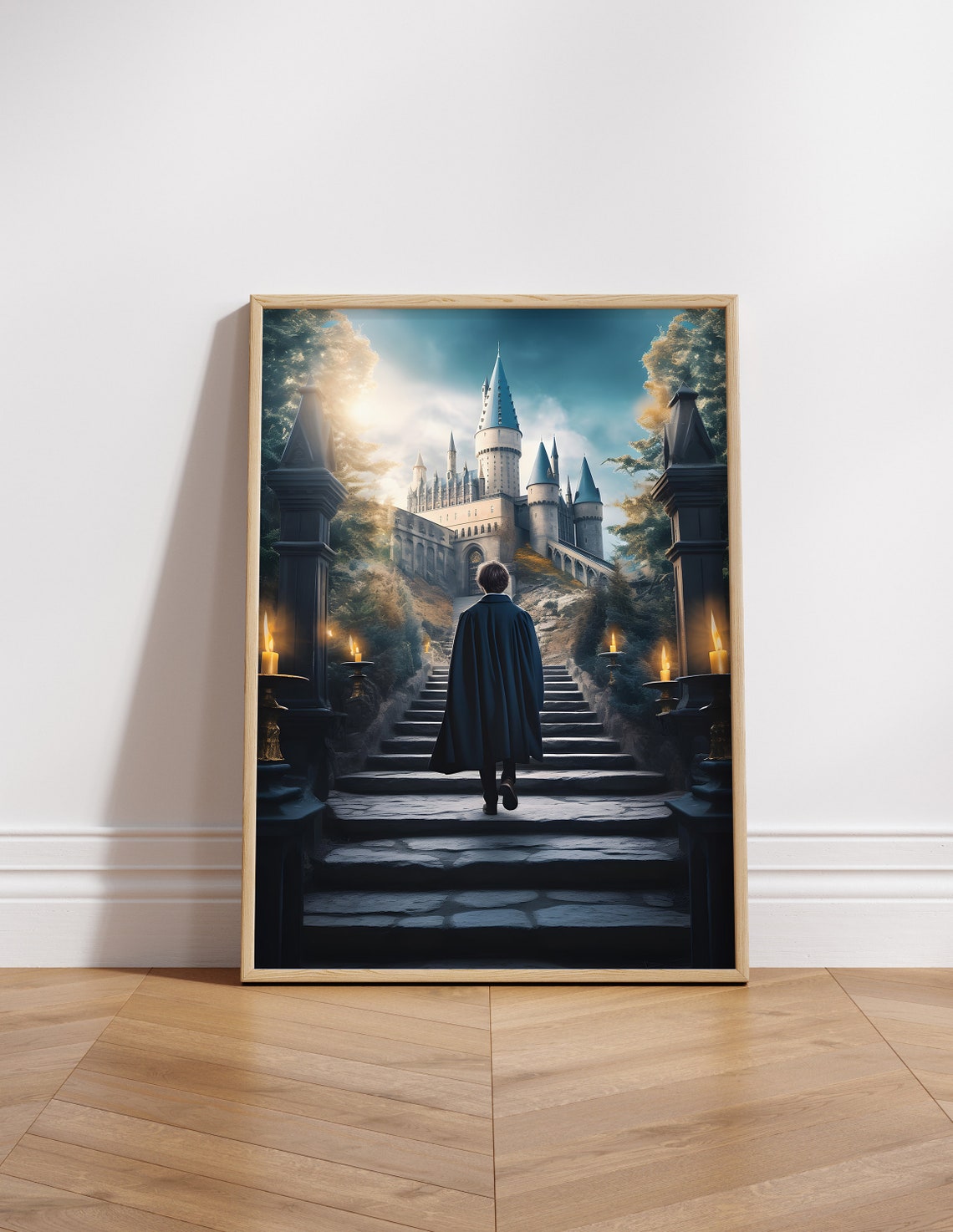 Wizard Boy Climbing Castle Steps First Arrival Fantasy Movie Poster