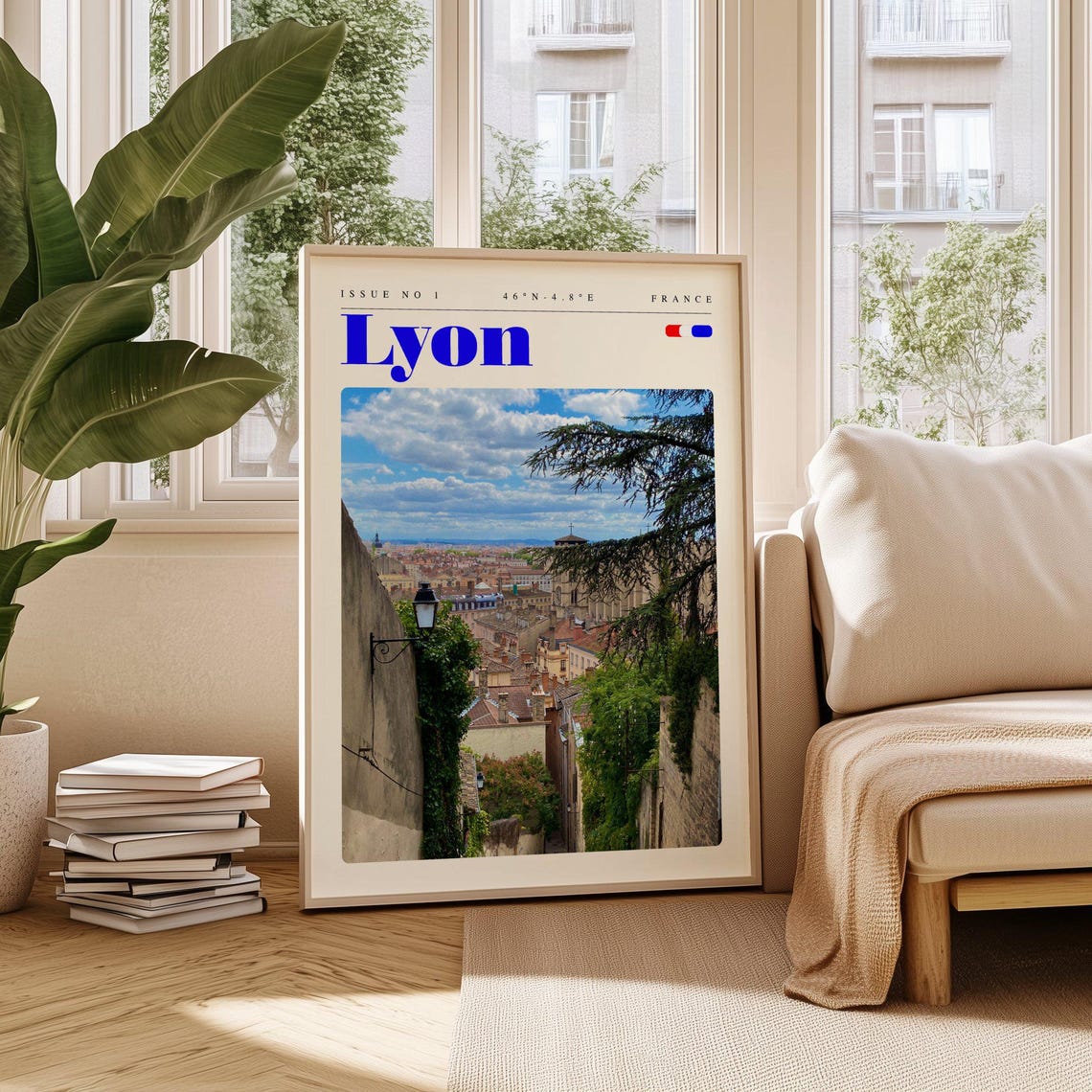 Lyon France Old Town Cityscape View High From The Hills Poster