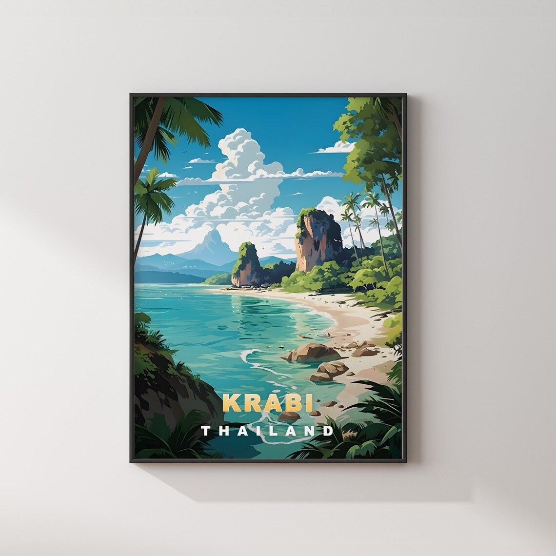 Krabi Thailand Tropical Beach Limestone Karsts Retro Travel Poster - Image 2