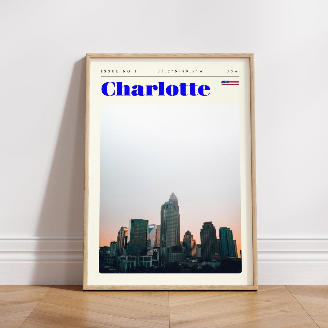 Charlotte North Carolina Skyline Silhouette Dusk Travel Poster - Image 3