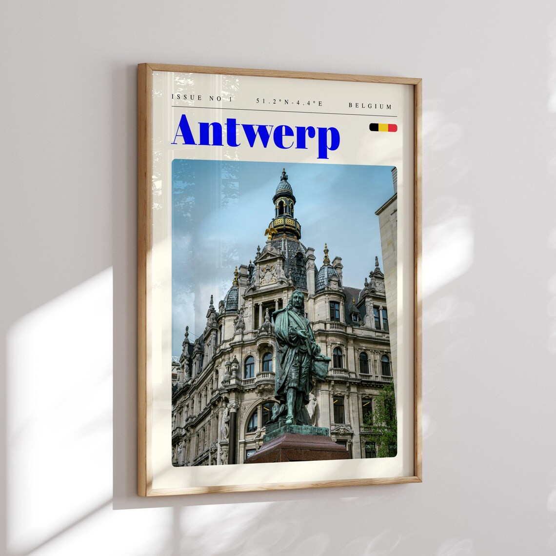 Antwerp Belgium Ornate Building Bronze Statue Historic Travel Poster - Image 2