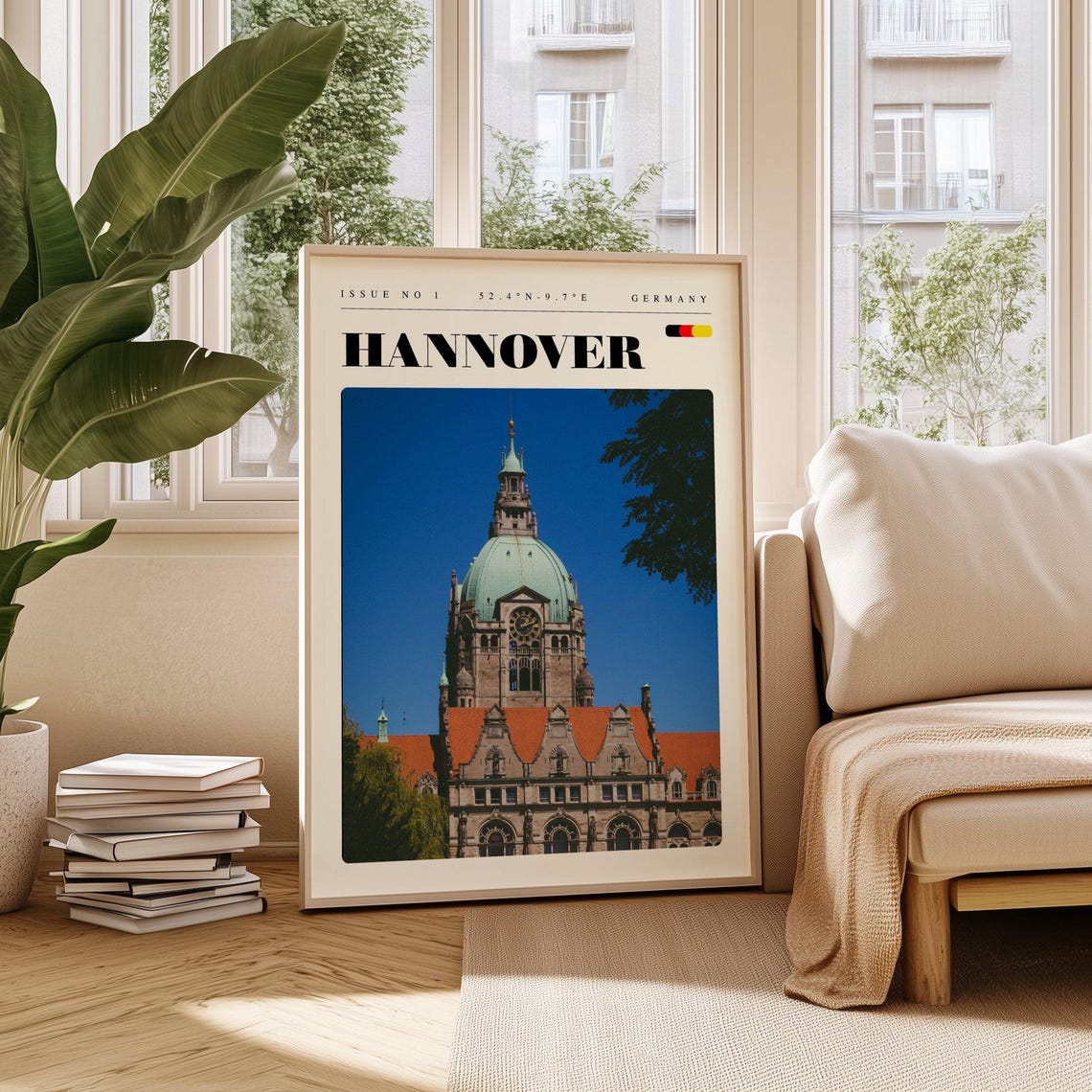 Hannover New Town Hall Dome Issue 1 Germany Retro Travel Poster