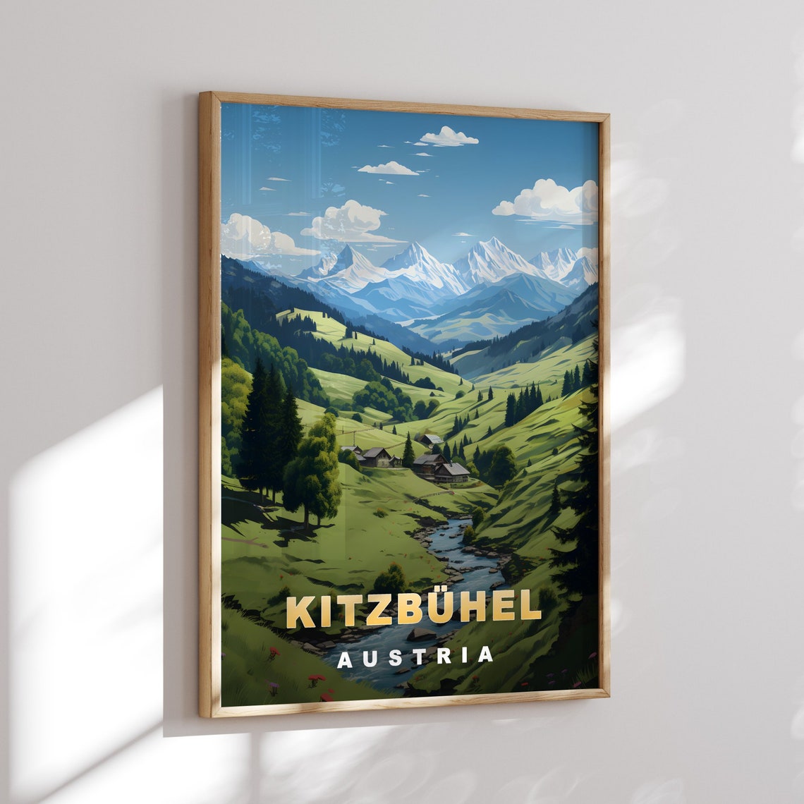 Kitzbuhel Austria Alpine Mountain Meadows Summer Retro Travel Poster - Image 3