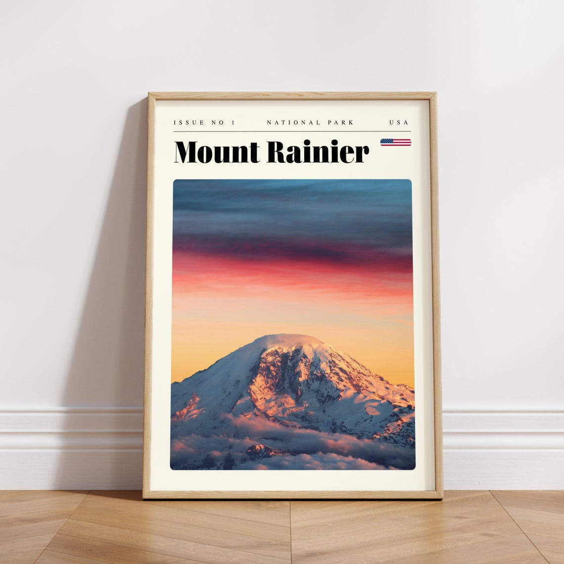Mount Rainier National Park Alpenglow Snow Peak Sunrise Travel Poster - Image 3