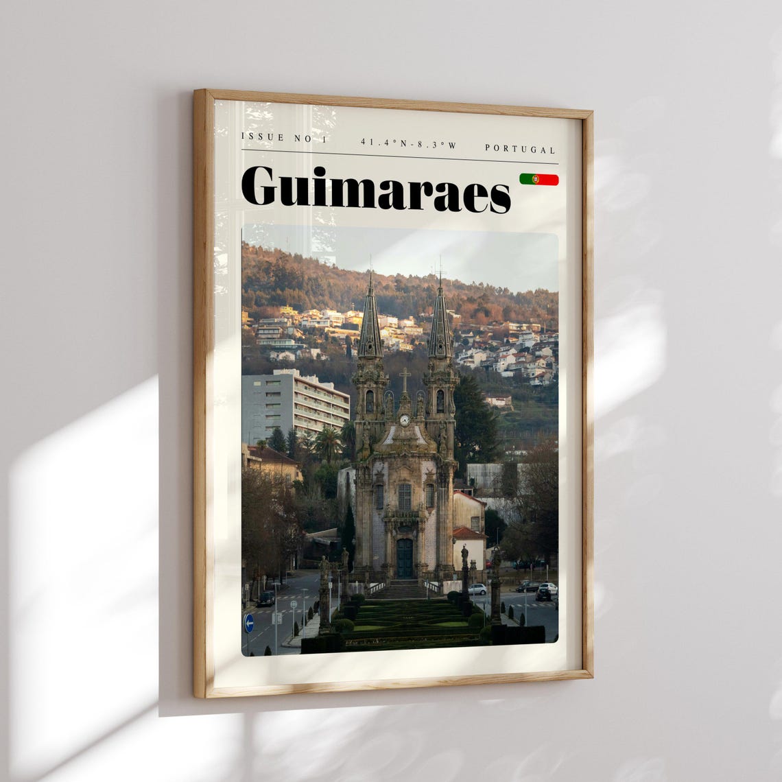 Guimaraes Portugal Baroque Twin Spire Church Hillside Poster - Image 2